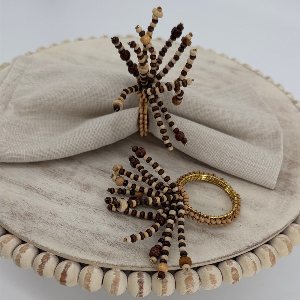 Pier 1 Beaded Napkin Rings Set of 2